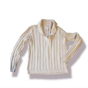 EUC| Charter Club Cableknit Sweater Shawl Neck Baby Pink Medium